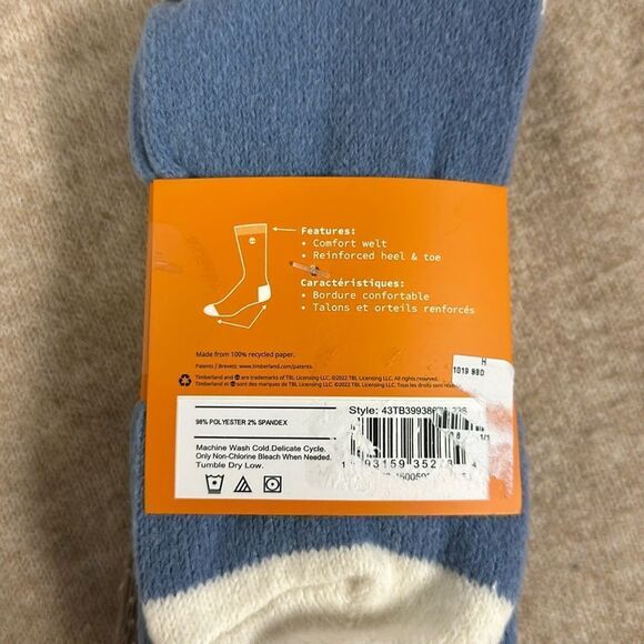 Timberland Ivory Speck BrownβBlue W6.5-9.5 Super Soft Knit Boot Socks Pack of 2 - Picture 7 of 9